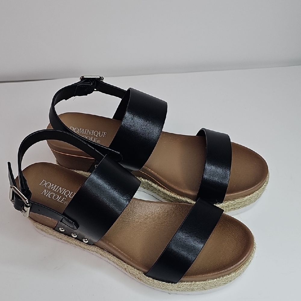 Dominique‎ Black and Tan Women's Sandals Size 9.5 W